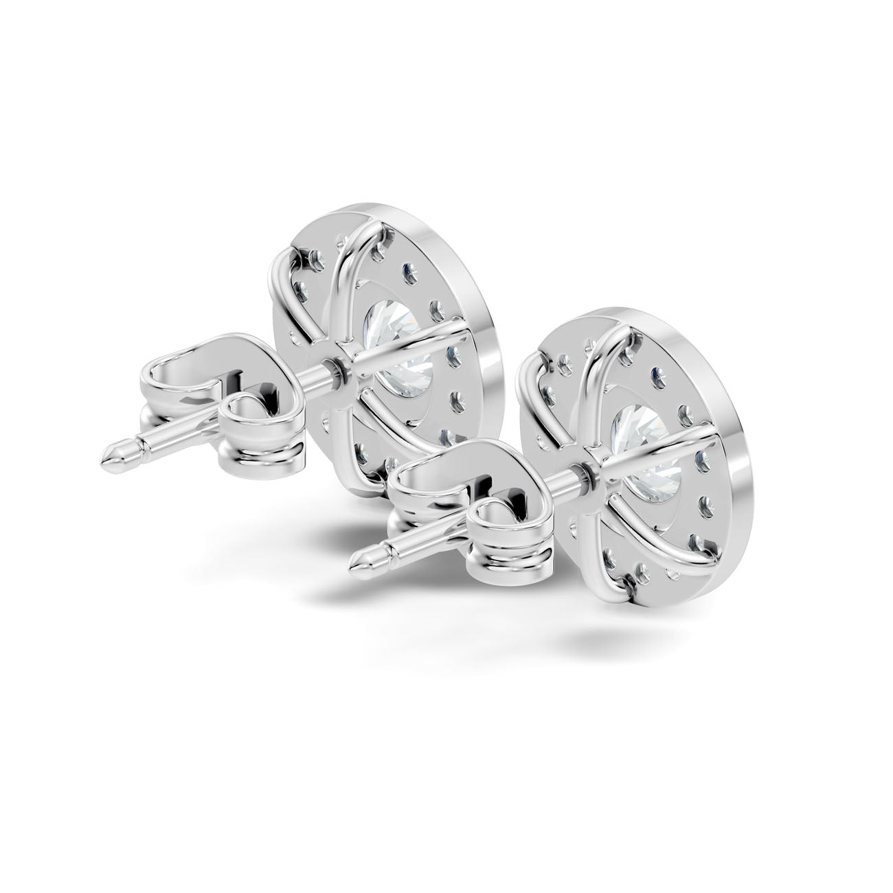 1.20 Ct. Round Diamond Halo Earrings with Bezel-Inspired Frame (GJSER-145) 9