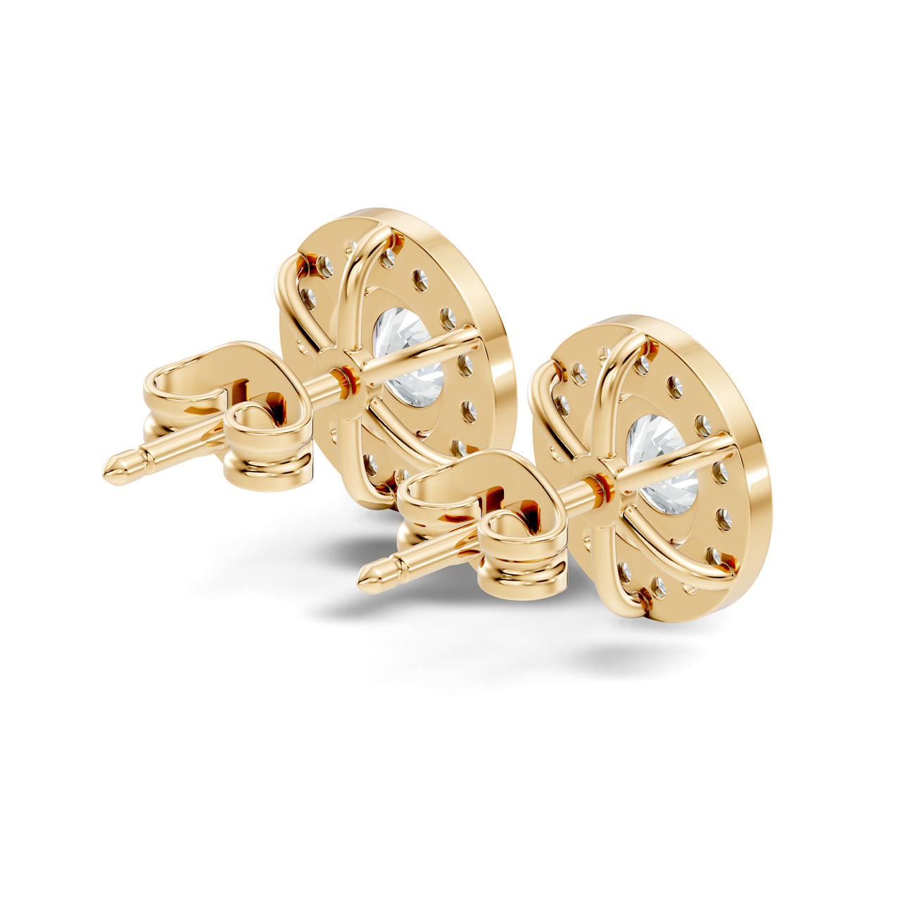 1.20 Ct. Round Diamond Halo Earrings with Bezel-Inspired Frame (GJSER-145) 12