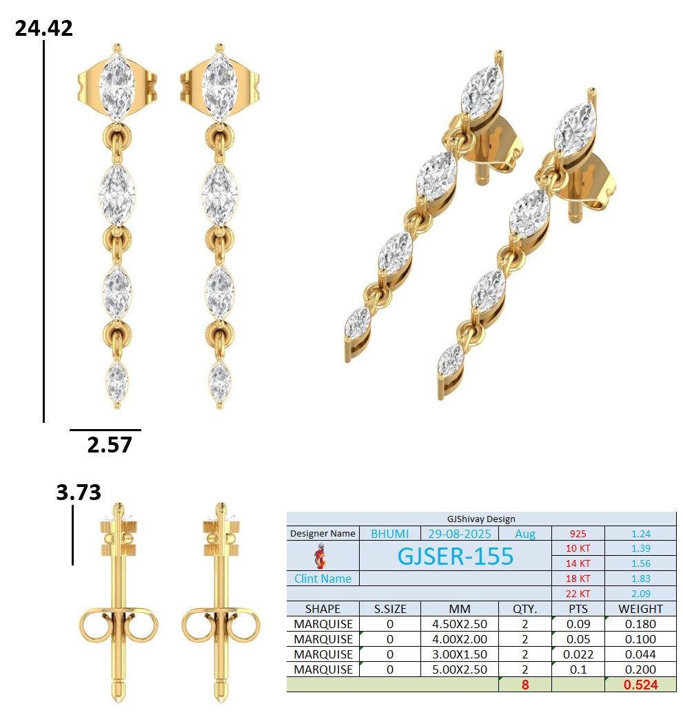 .50 Ct. Marquise Diamond Linear Drop Earrings (GJSER-155) 13
