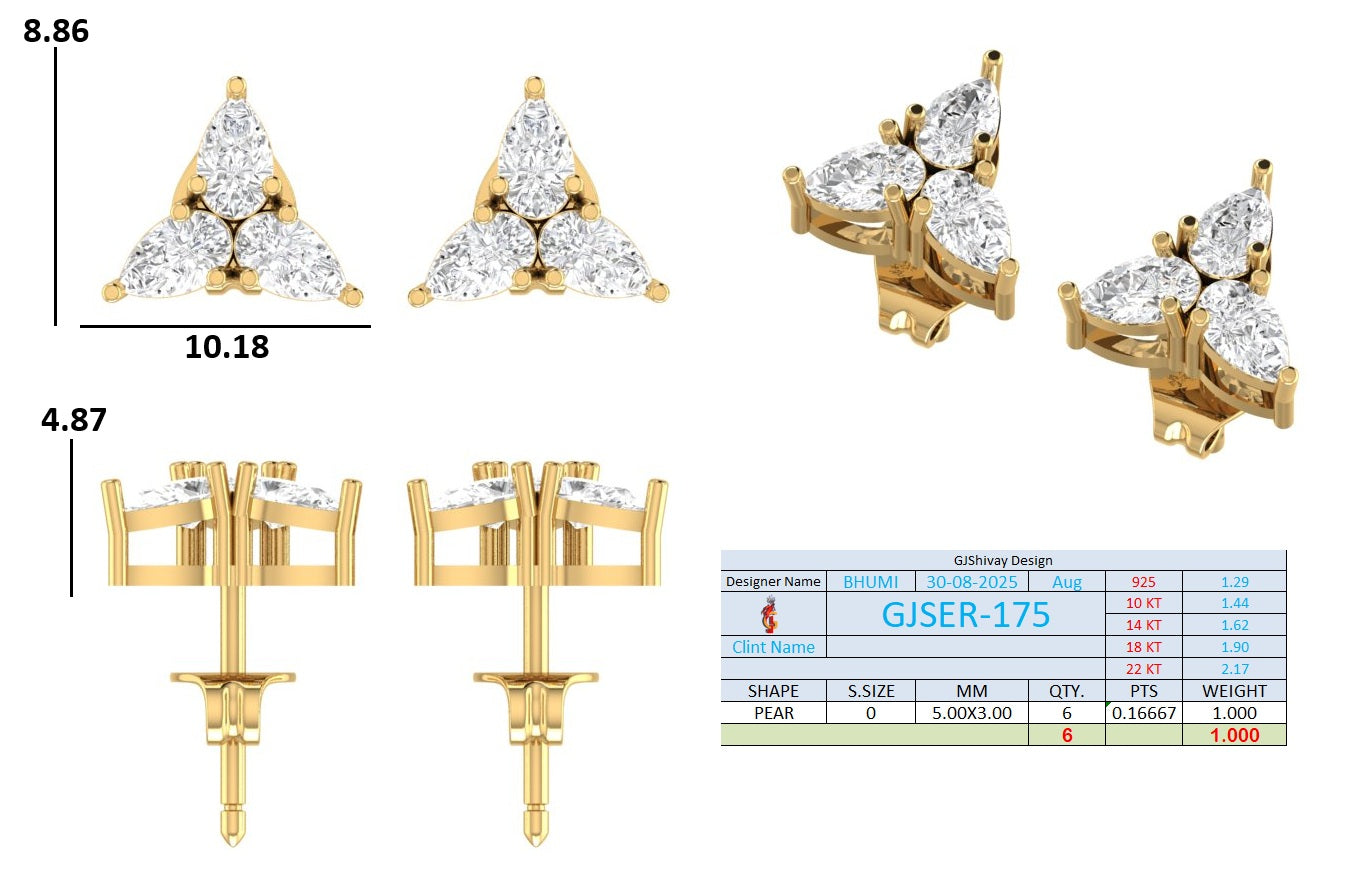 1.00 Ct. Pear Diamond Cluster Earrings (GJSER-175) 13