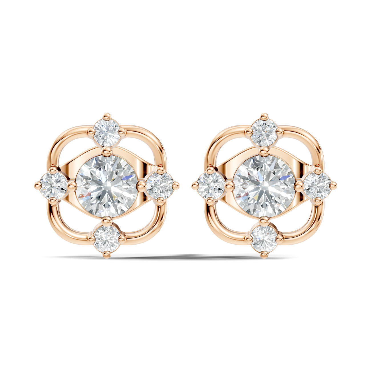 .75 Ct. Round Diamond Cluster Earrings with Open Halo (GJSER-178) 3