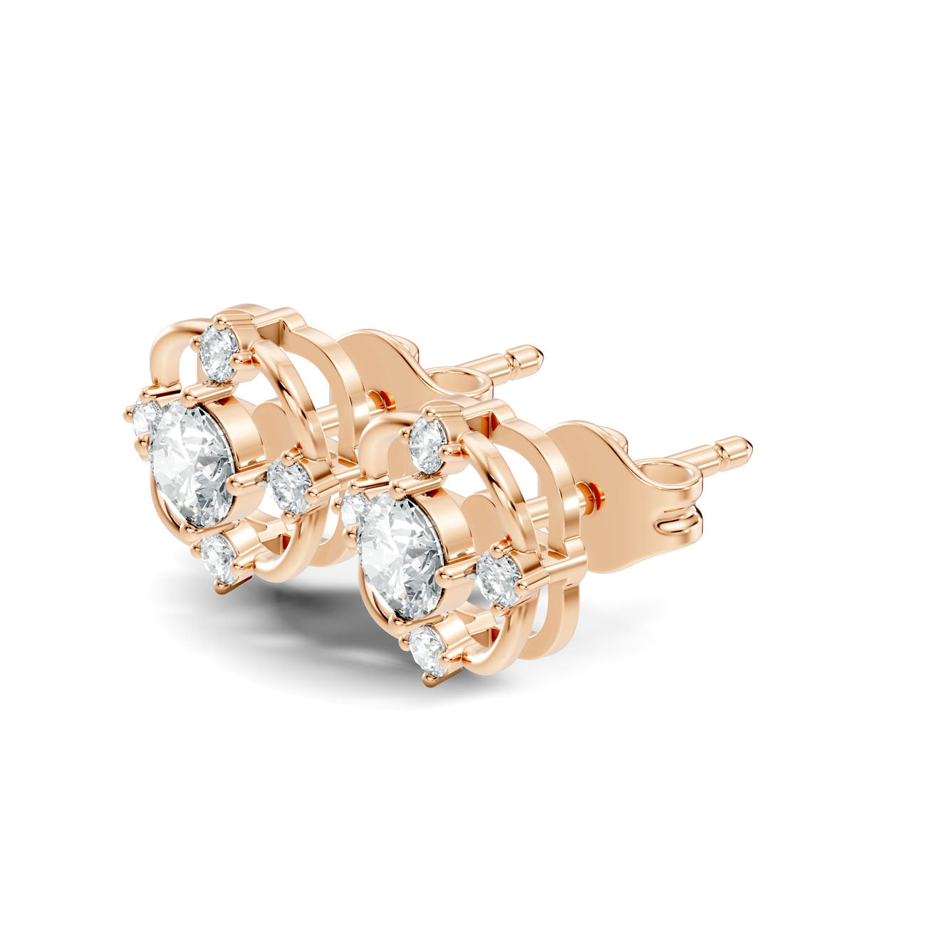 .75 Ct. Round Diamond Cluster Earrings with Open Halo (GJSER-178) 10