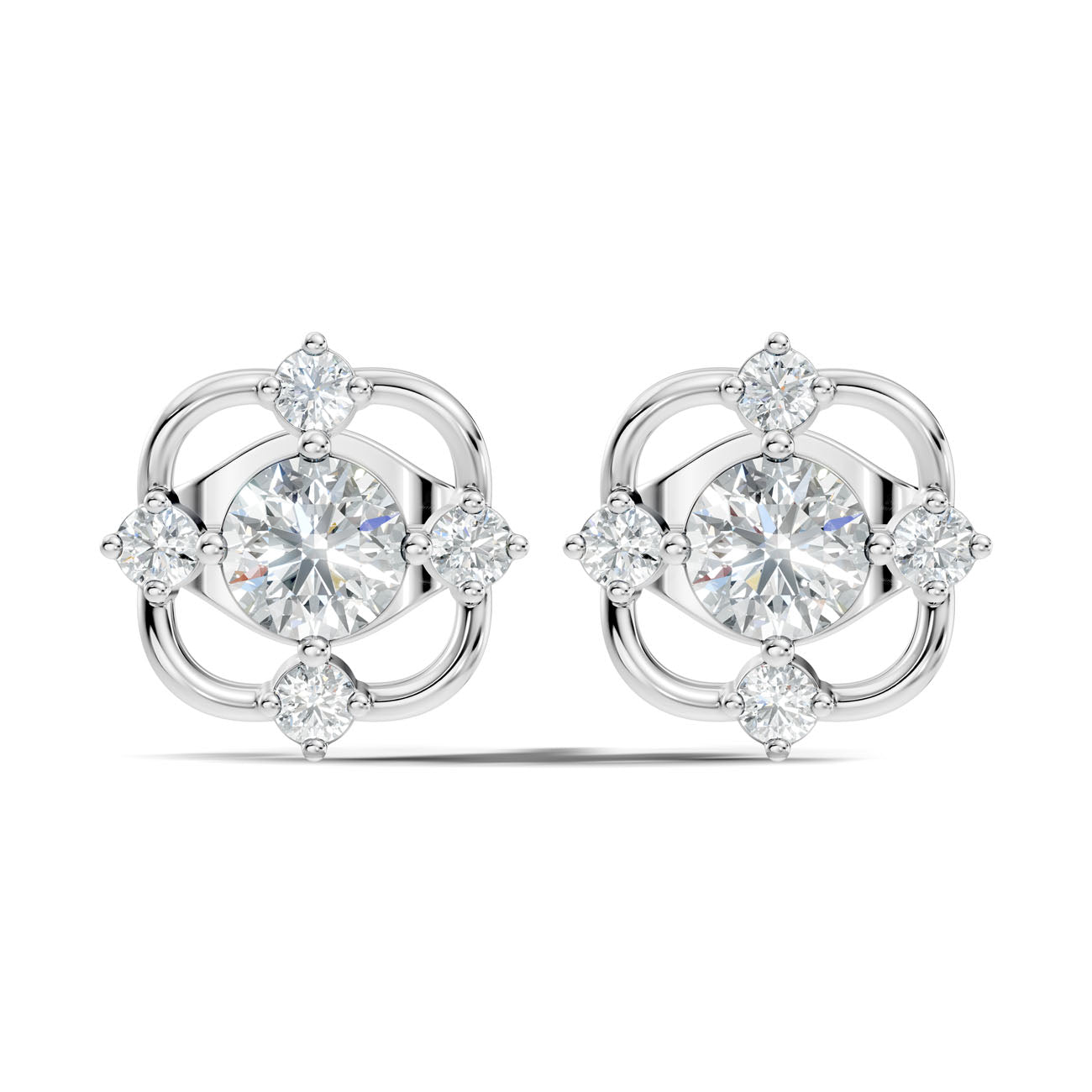 .75 Ct. Round Diamond Cluster Earrings with Open Halo (GJSER-178)