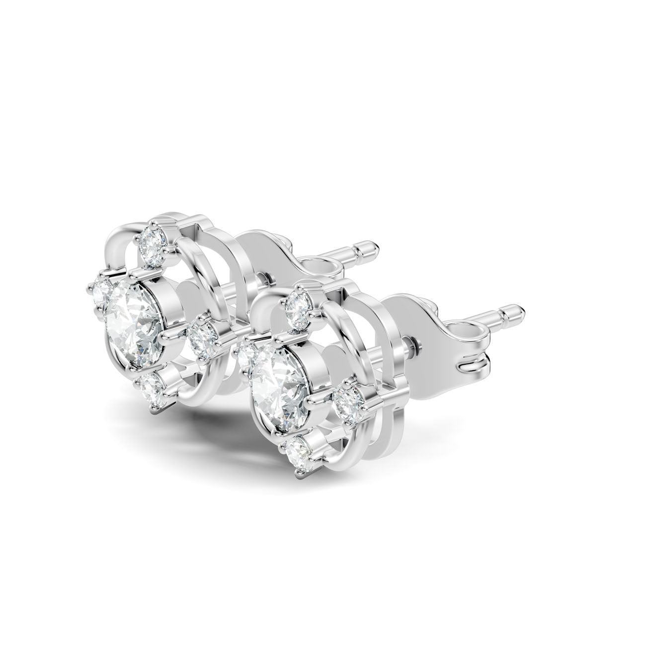 .75 Ct. Round Diamond Cluster Earrings with Open Halo (GJSER-178) 7