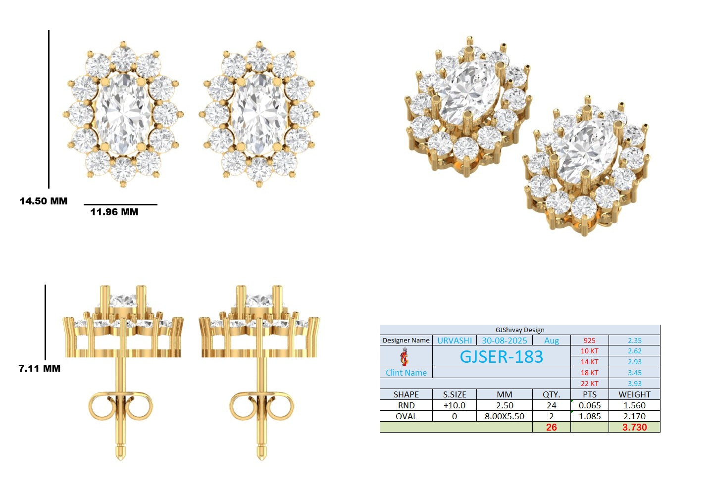 3.75 Ct. Oval Diamond Halo Earrings (GJSER-183) 13