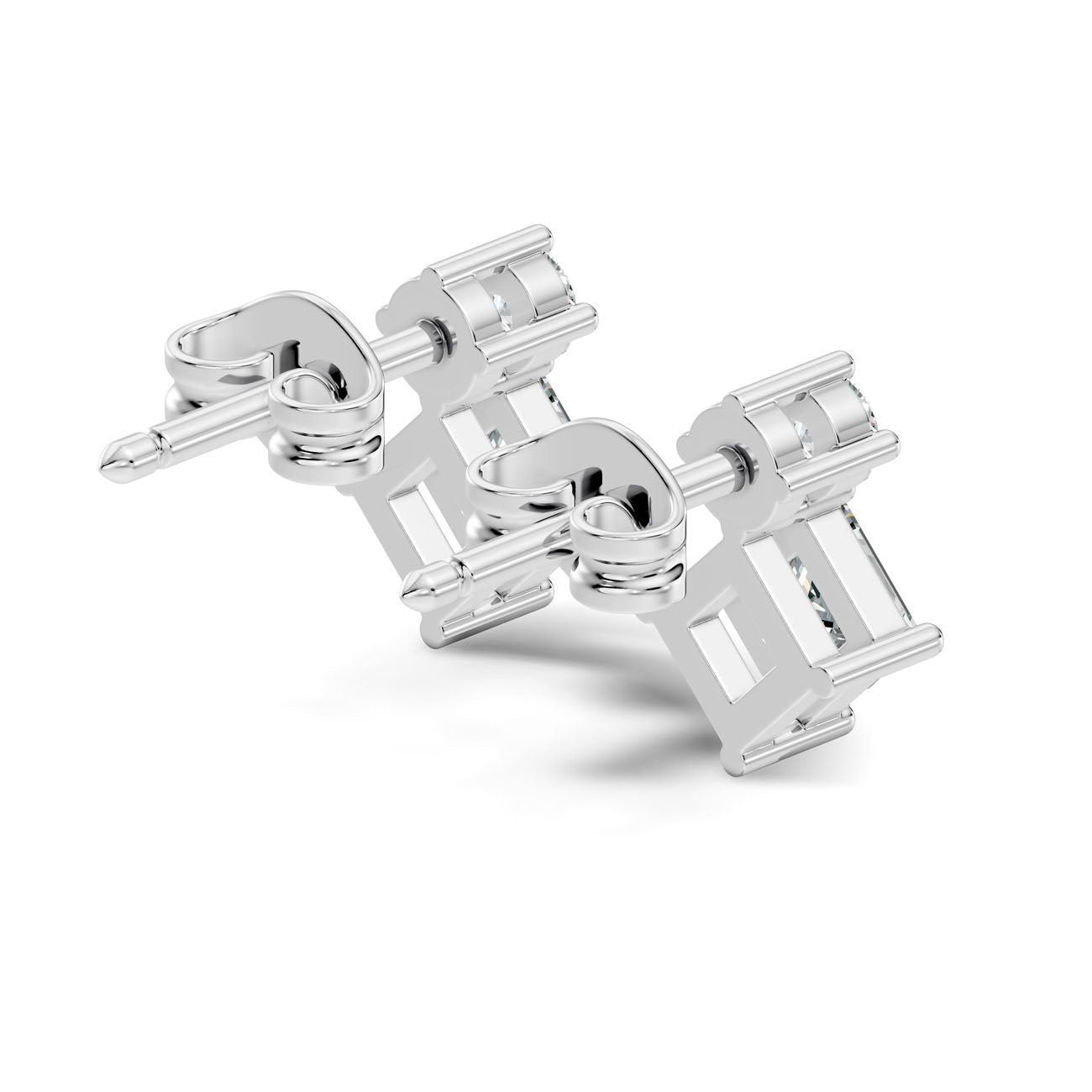 .40 Ct. Round and Princess Diamond Drop Earrings in Two-Stone Setting (GJSER-195) 9