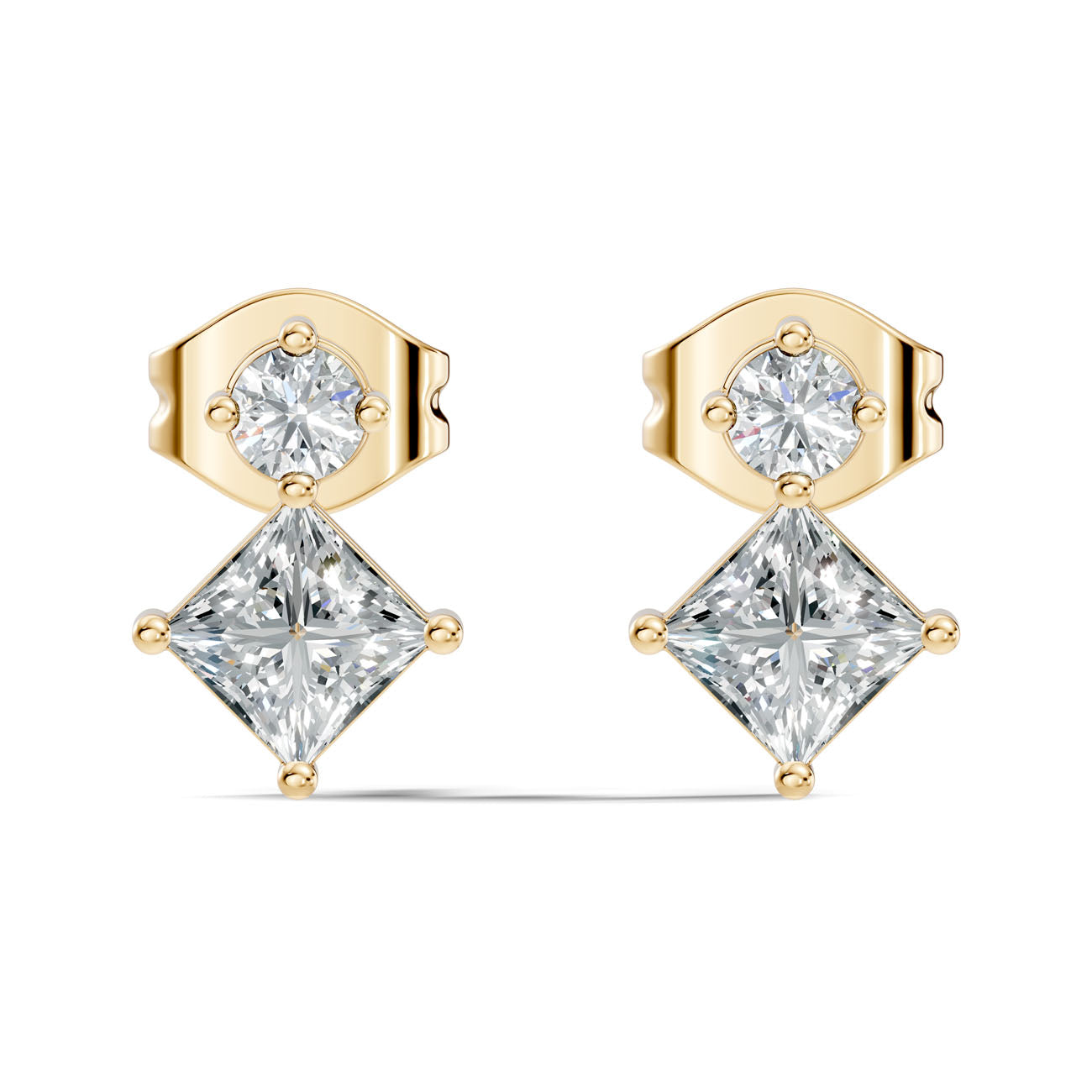 .40 Ct. Round and Princess Diamond Drop Earrings in Two-Stone Setting (GJSER-195) 6