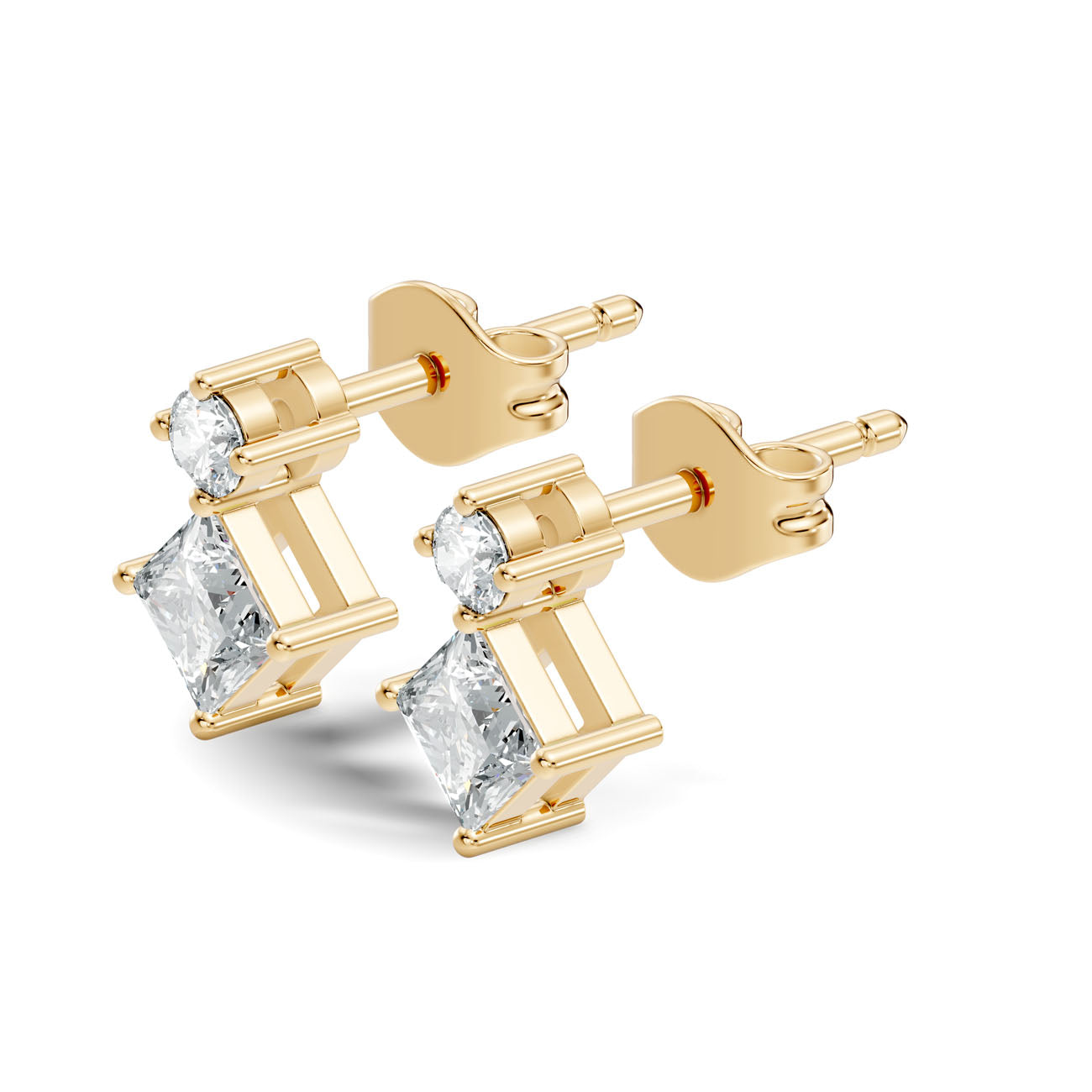 .40 Ct. Round and Princess Diamond Drop Earrings in Two-Stone Setting (GJSER-195) 10