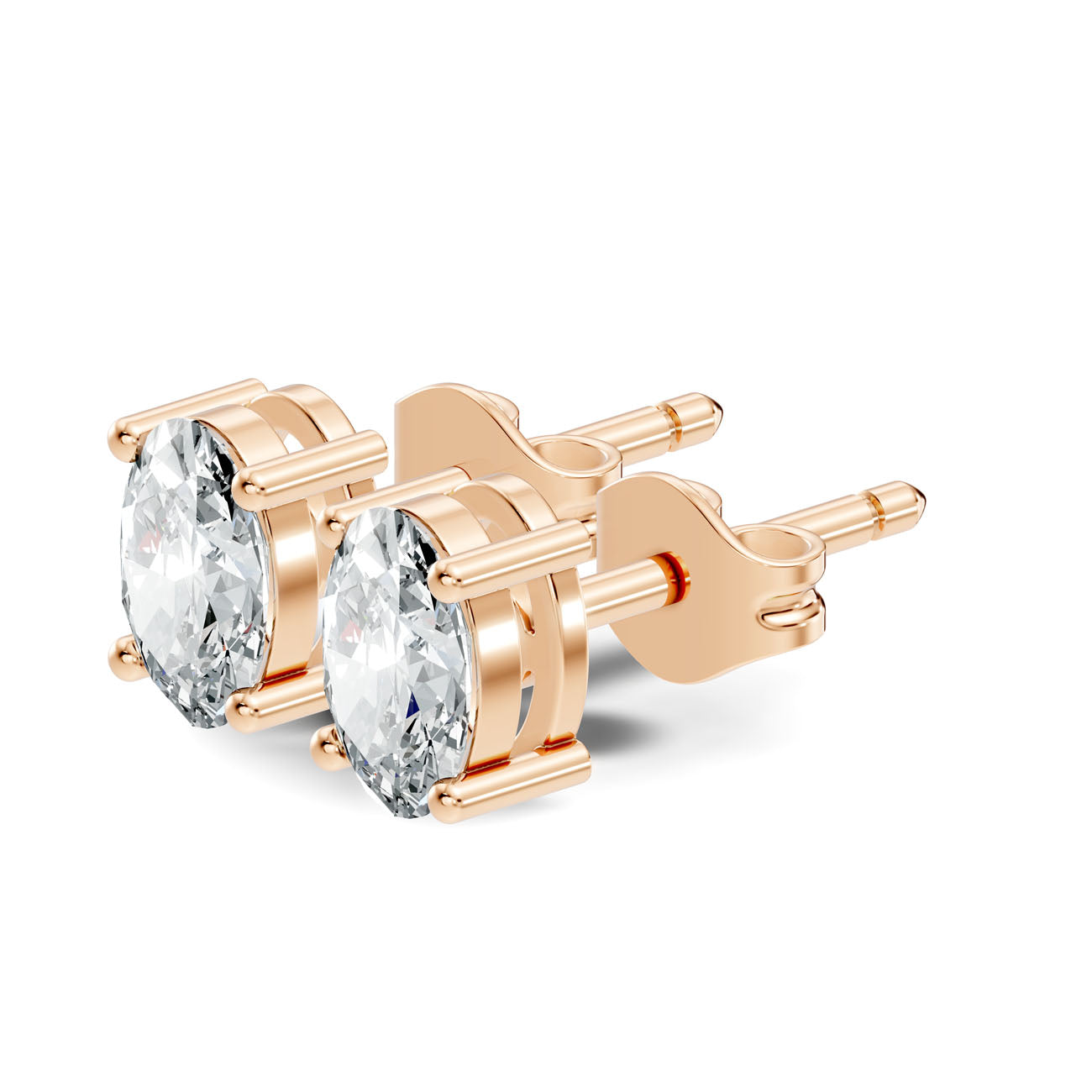 .75 Ct. Oval Diamond Solitaire Stud Earrings in Four-Prong Setting (GJSER-258)