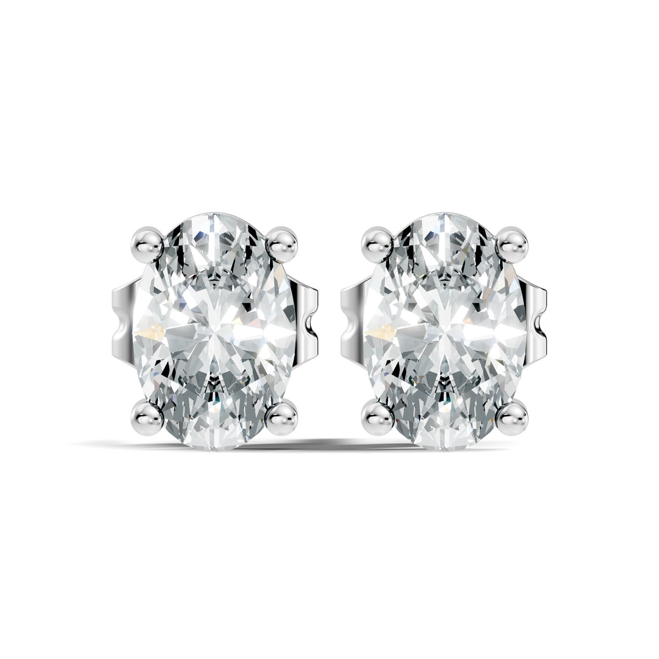 .75 Ct. Oval Diamond Solitaire Stud Earrings in Four-Prong Setting (GJSER-258)