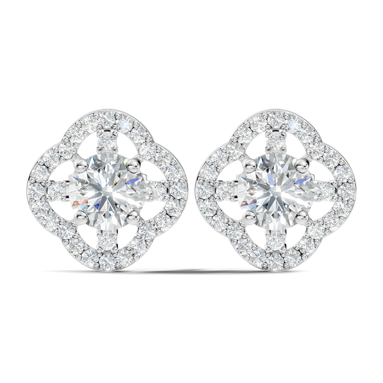 2.30 Ct. Round Diamond Halo Cluster Earrings (GJSER-259)