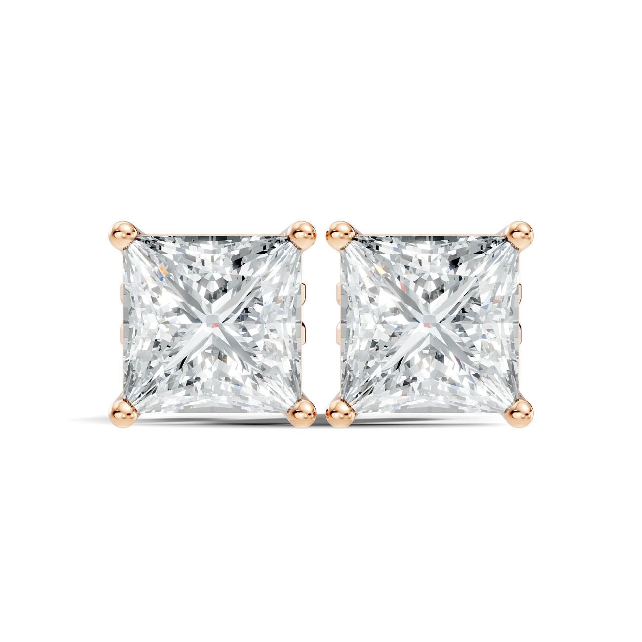 1.15 Ct. Princess Diamond Solitaire Stud Earrings in Four-Prong Setting (GJSER-262) 3