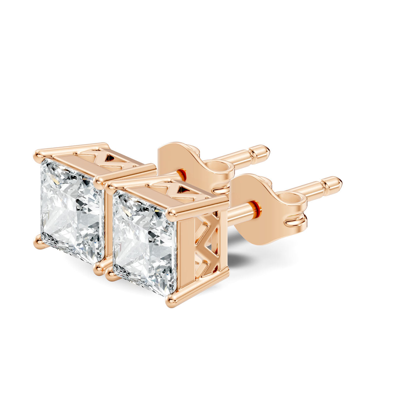 1.15 Ct. Princess Diamond Solitaire Stud Earrings in Four-Prong Setting (GJSER-262)