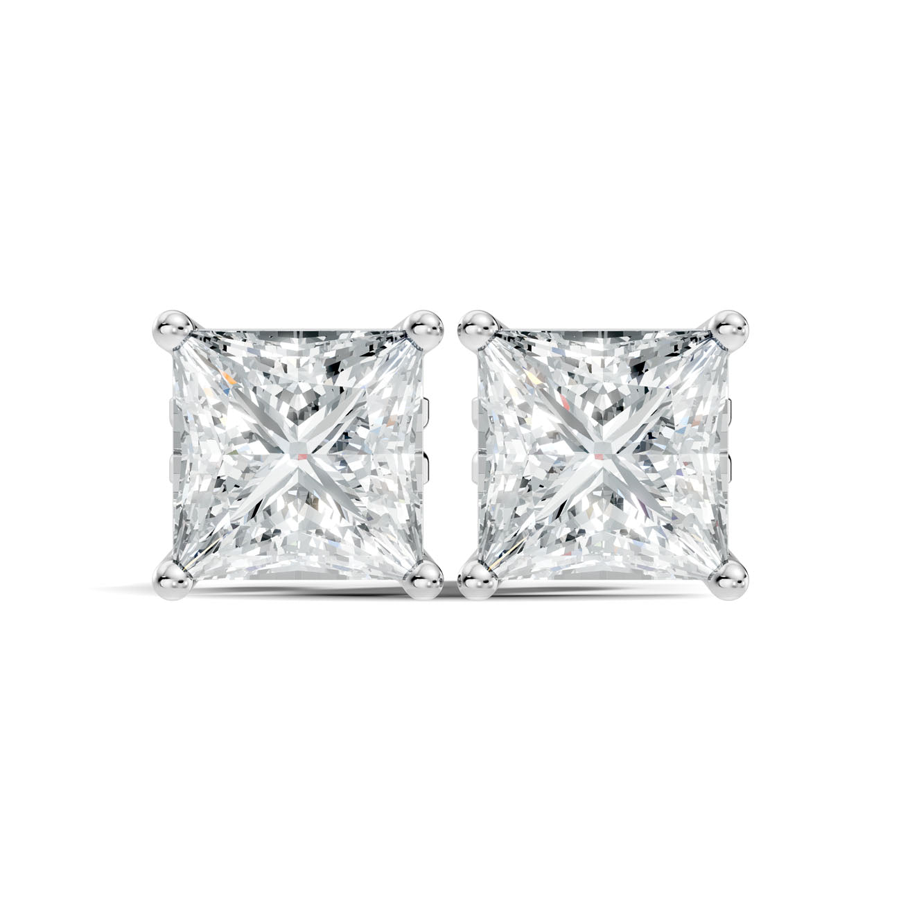 1.15 Ct. Princess Diamond Solitaire Stud Earrings in Four-Prong Setting (GJSER-262)