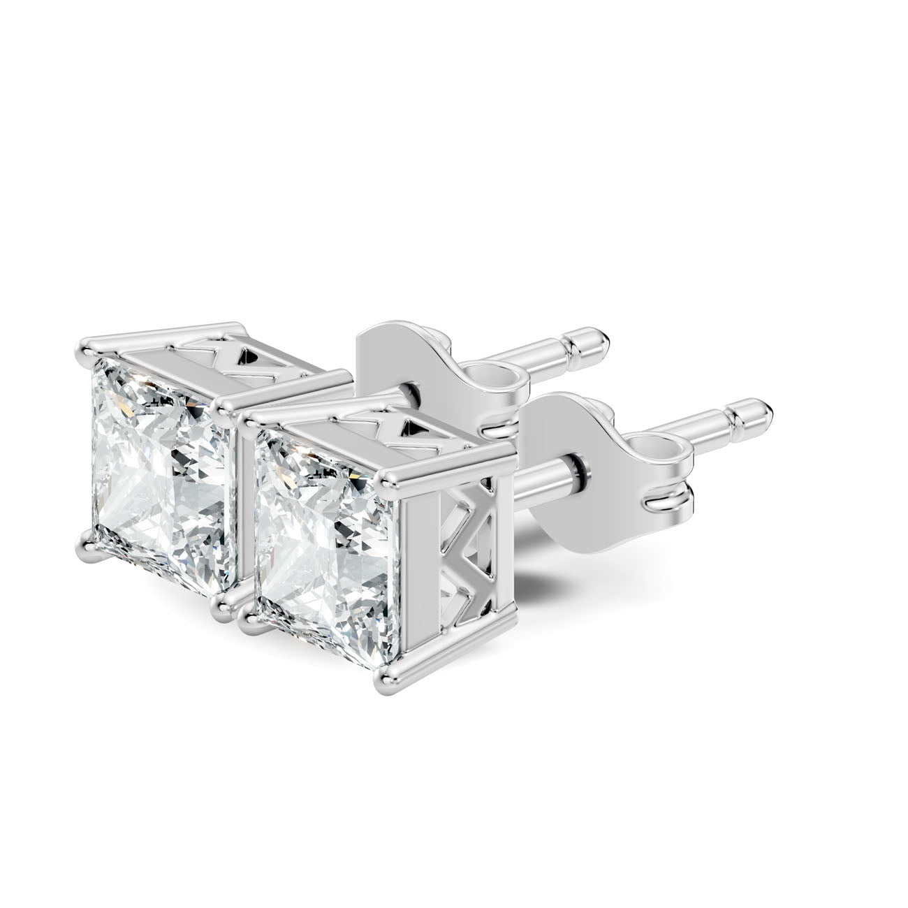 1.15 Ct. Princess Diamond Solitaire Stud Earrings in Four-Prong Setting (GJSER-262) 7