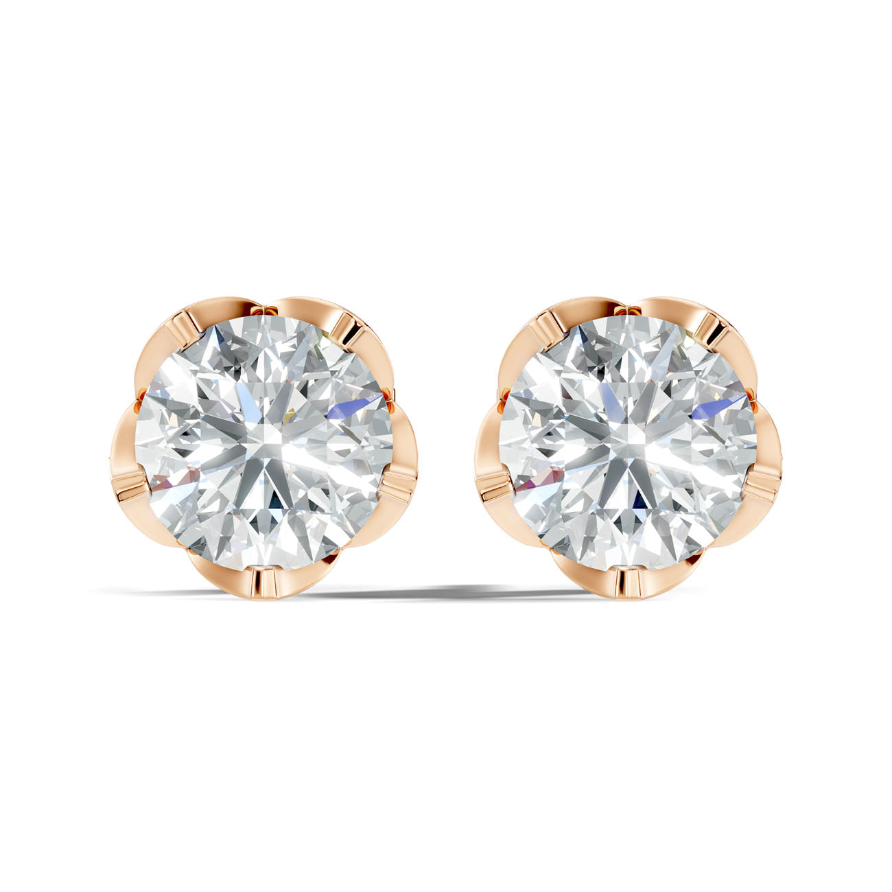 1.25 Ct. Round Diamond Solitaire Stud Earrings in Scalloped Bezel Setting (GJSER-273) 6