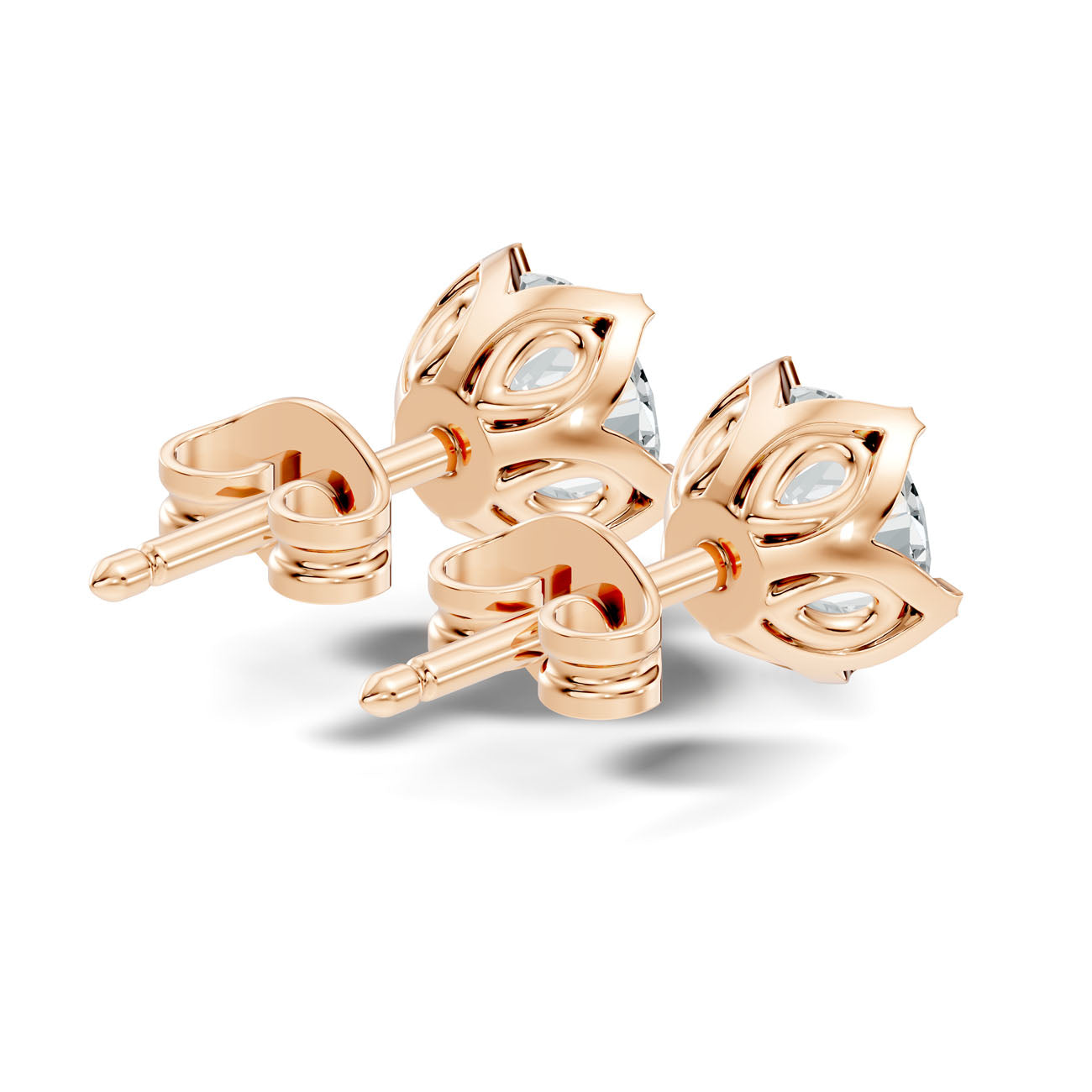 1.25 Ct. Round Diamond Solitaire Stud Earrings in Scalloped Bezel Setting (GJSER-273) 12