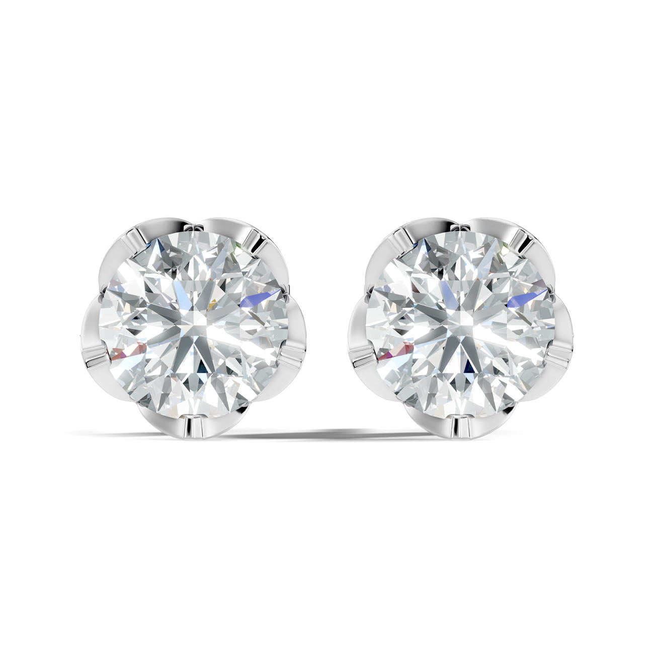 1.25 Ct. Round Diamond Solitaire Stud Earrings in Scalloped Bezel Setting (GJSER-273)