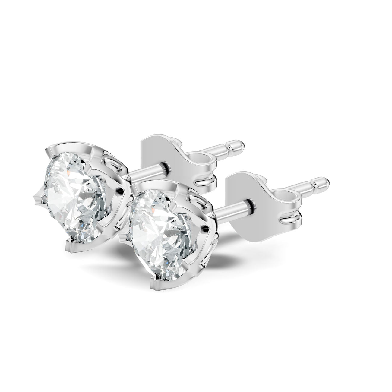 1.25 Ct. Round Diamond Solitaire Stud Earrings in Scalloped Bezel Setting (GJSER-273) 7