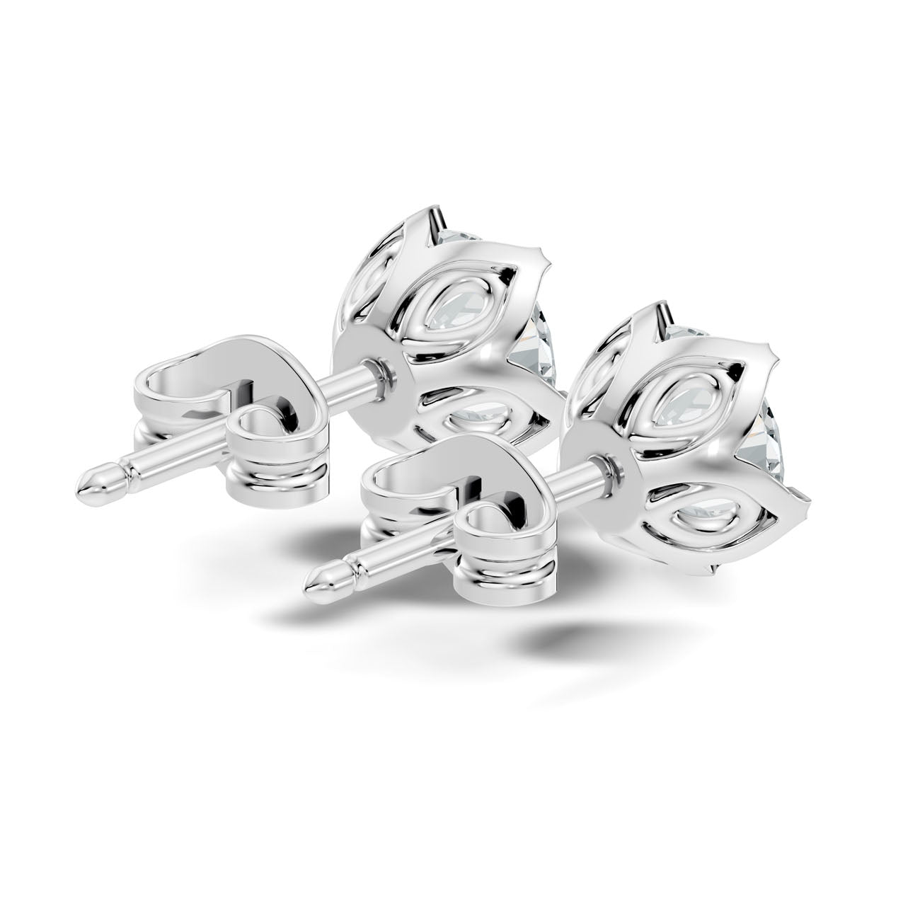 1.25 Ct. Round Diamond Solitaire Stud Earrings in Scalloped Bezel Setting (GJSER-273) 9