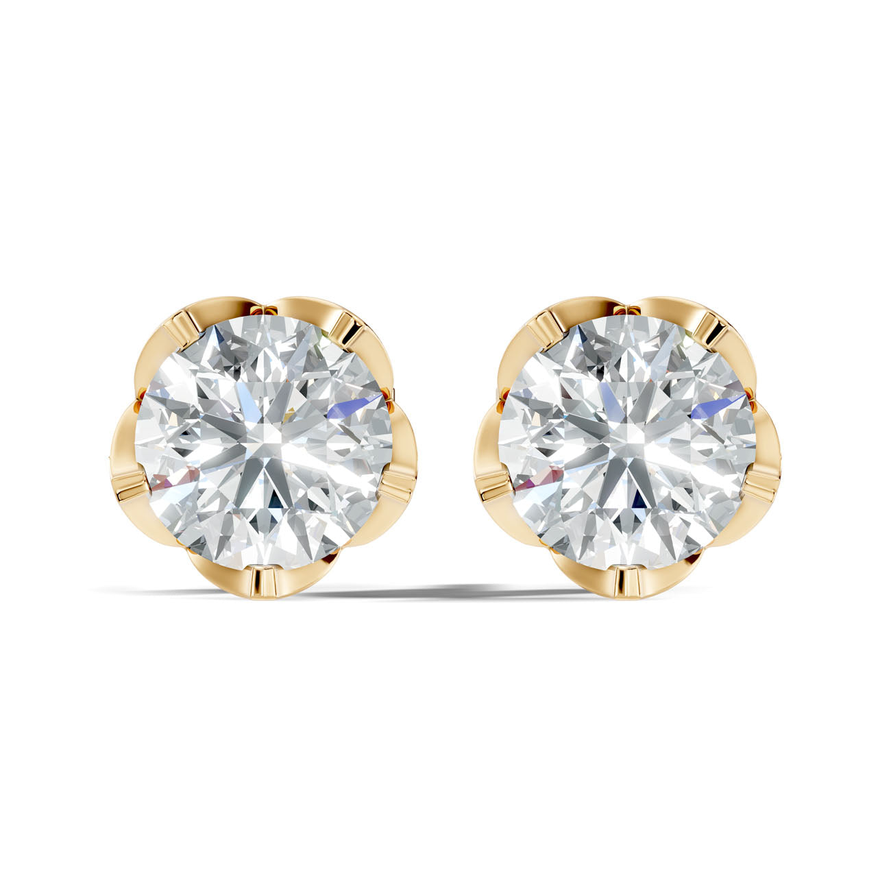 1.25 Ct. Round Diamond Solitaire Stud Earrings in Scalloped Bezel Setting (GJSER-273) 3