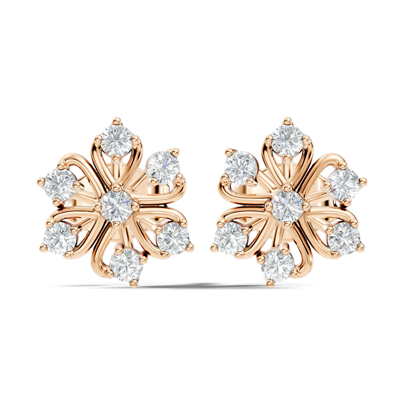 .30 Ct. Round Diamond Floral Cluster Earrings (GJSER-275) 3
