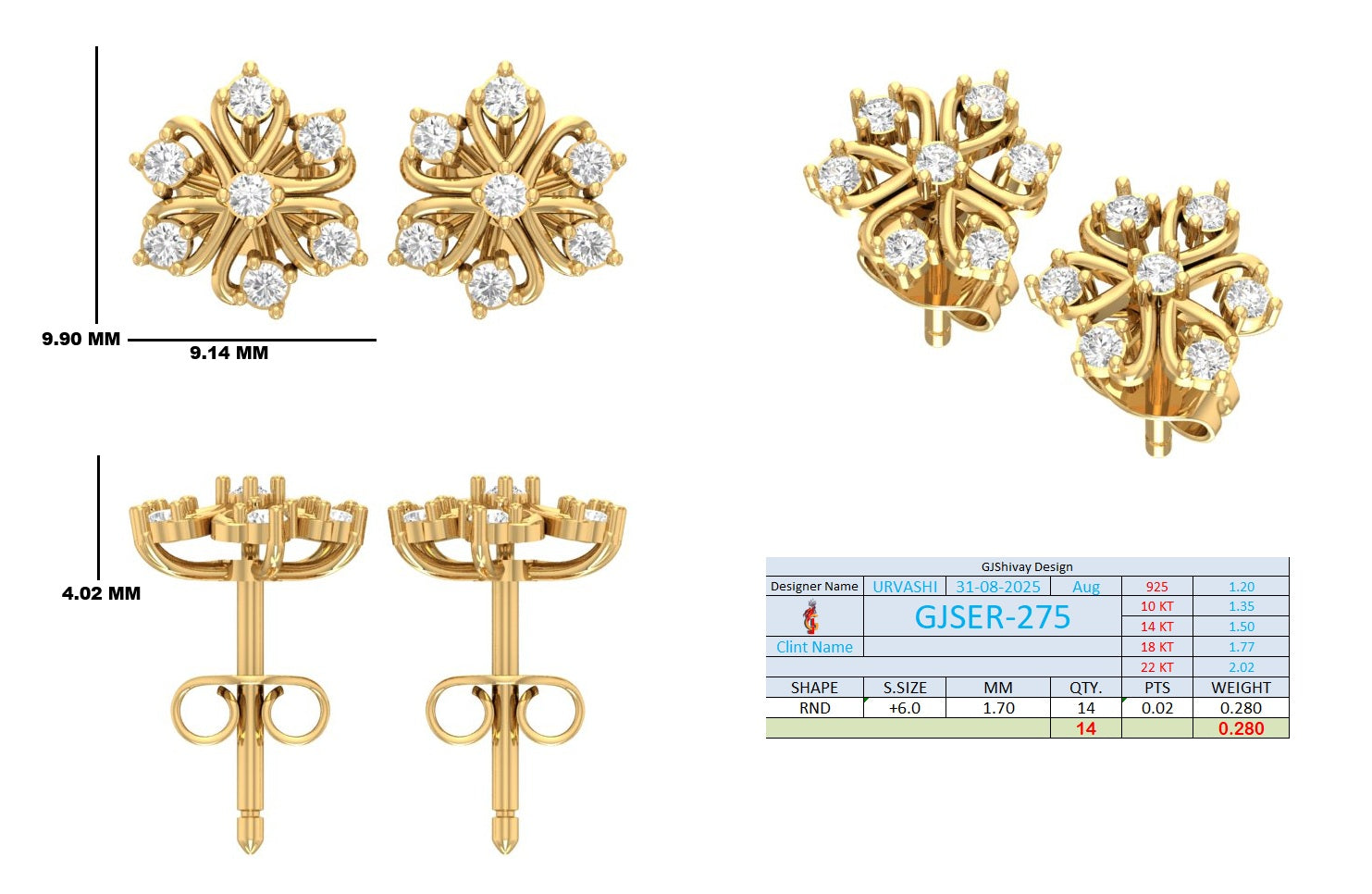 .30 Ct. Round Diamond Floral Cluster Earrings (GJSER-275) 13