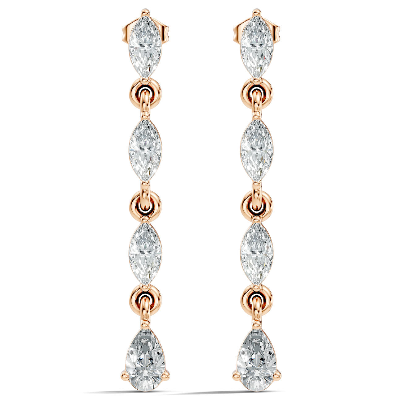 1.00 Ct. Graduated Marquise and Pear Diamond Drop Earrings in Link Setting (GJSER-27) 7