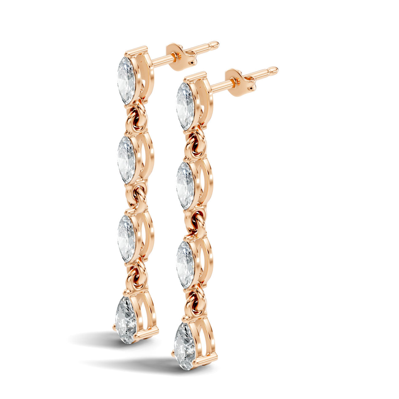 1.00 Ct. Graduated Marquise and Pear Diamond Drop Earrings in Link Setting (GJSER-27) 8