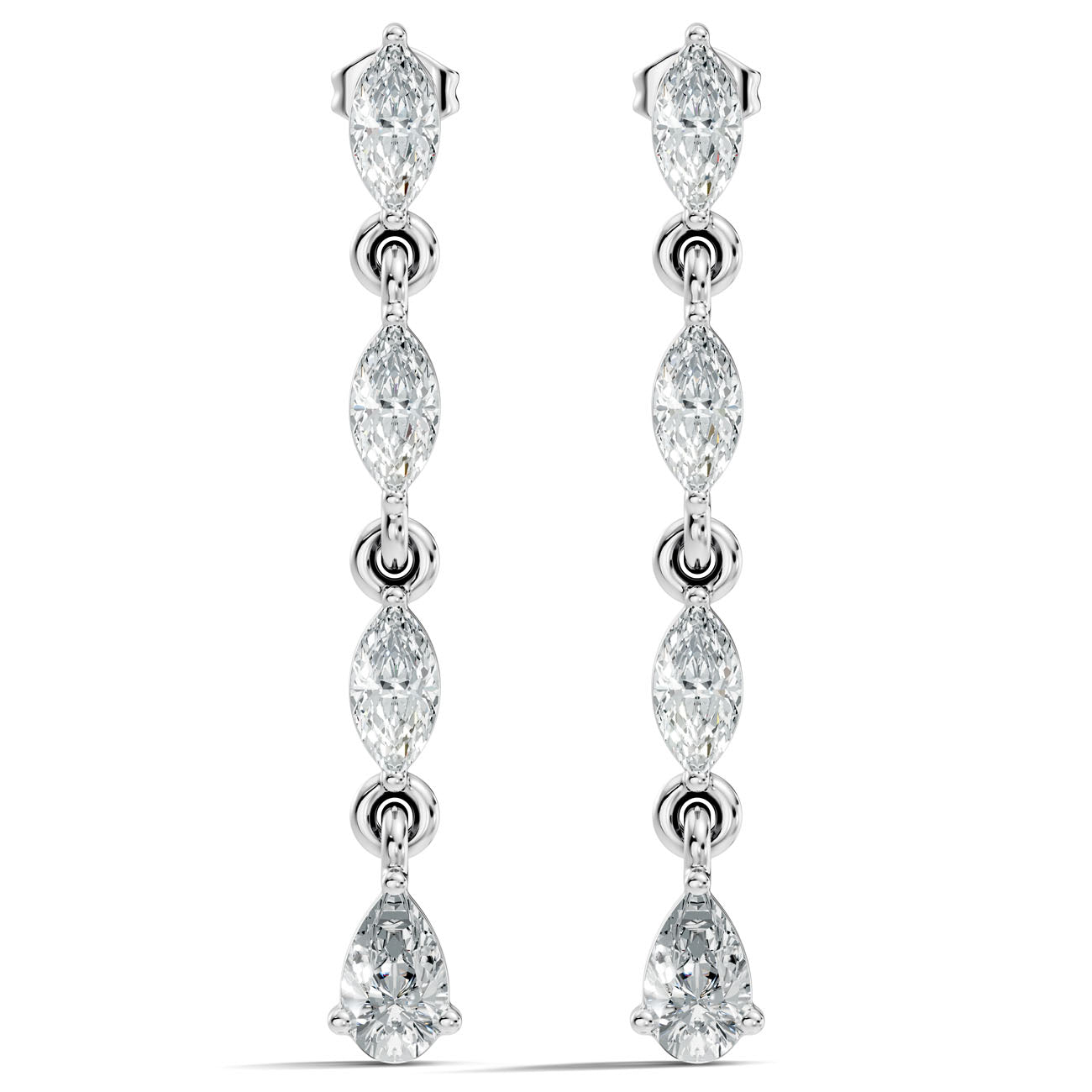 1.00 Ct. Graduated Marquise and Pear Diamond Drop Earrings in Link Setting (GJSER-27)