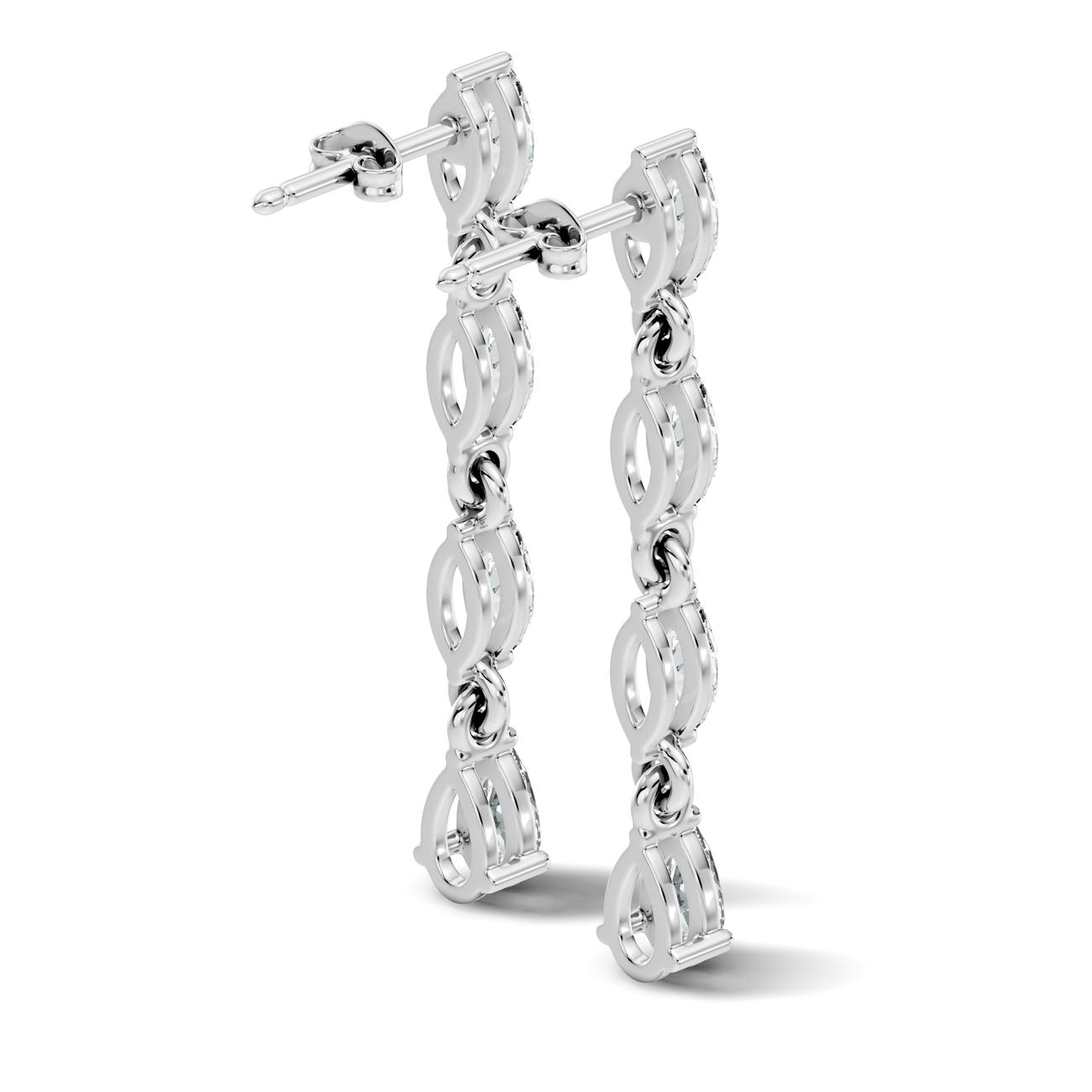 1.00 Ct. Graduated Marquise and Pear Diamond Drop Earrings in Link Setting (GJSER-27) 12