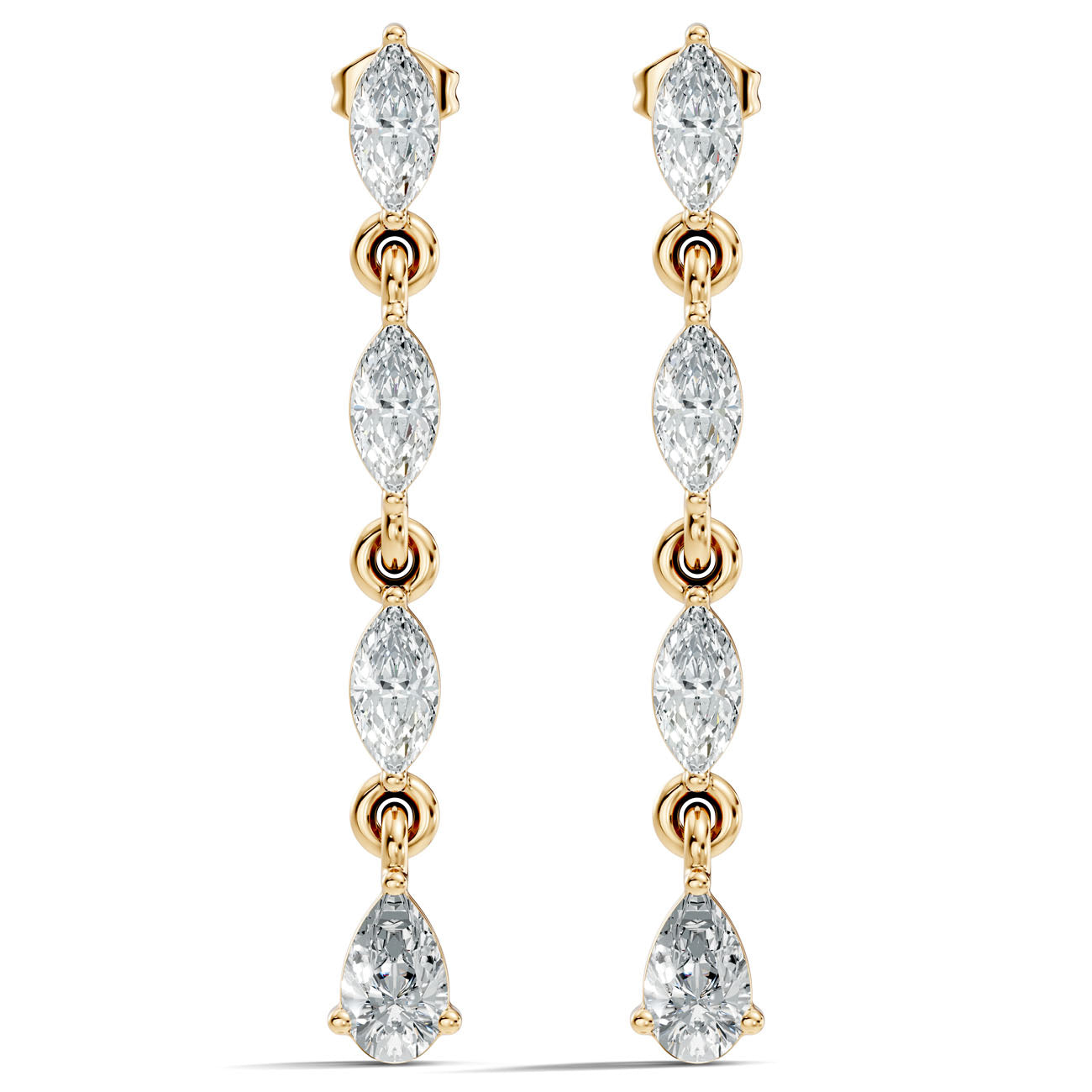1.00 Ct. Graduated Marquise and Pear Diamond Drop Earrings in Link Setting (GJSER-27) 3