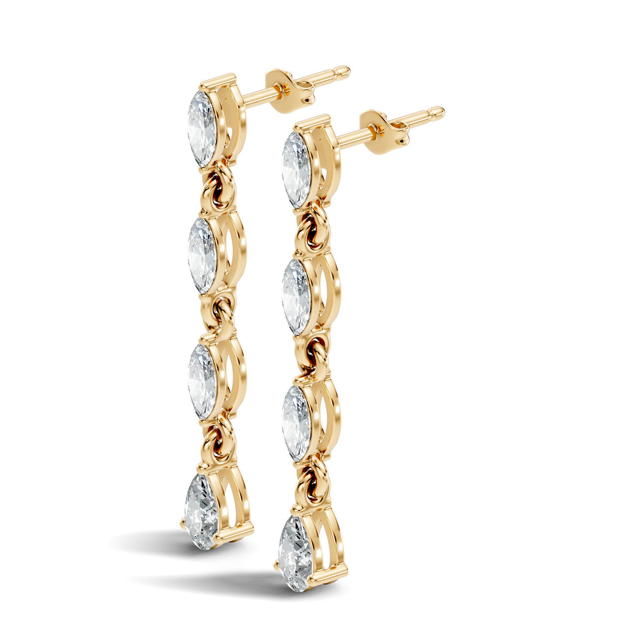 1.00 Ct. Graduated Marquise and Pear Diamond Drop Earrings in Link Setting (GJSER-27) 4