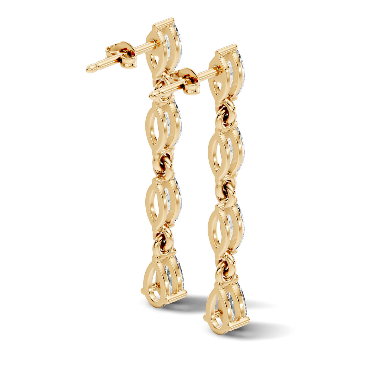 1.00 Ct. Graduated Marquise and Pear Diamond Drop Earrings in Link Setting (GJSER-27) 6
