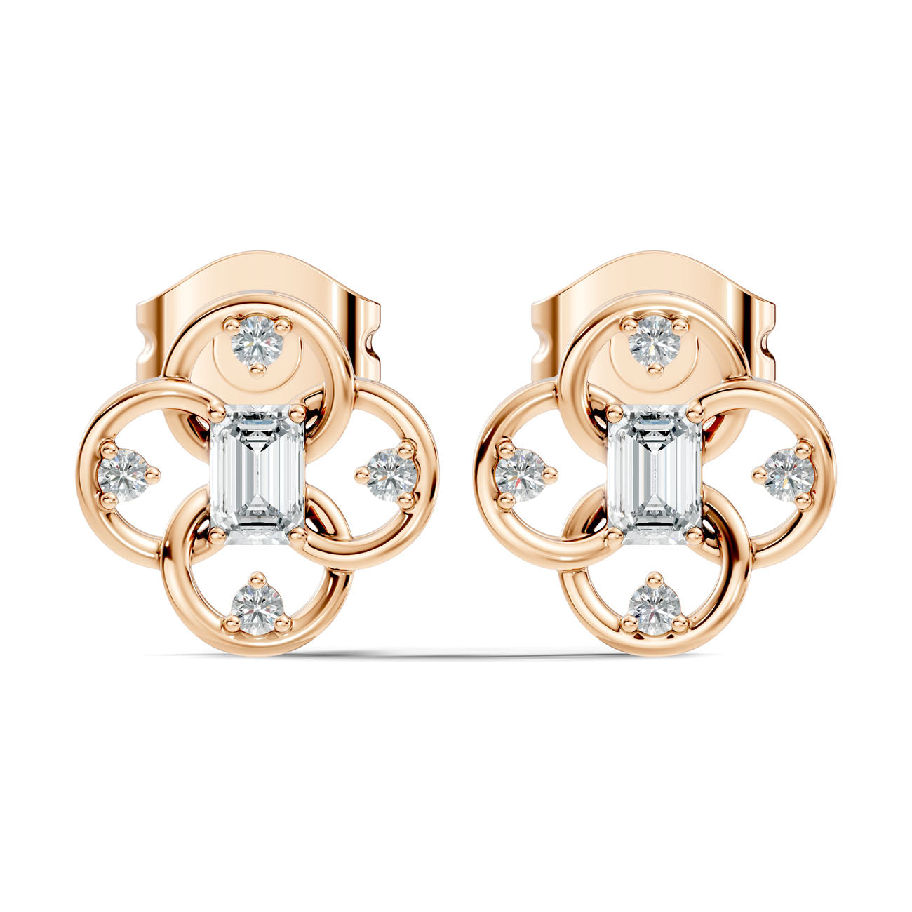 .17 Ct. Emerald Cut Diamond Floral Frame Earrings (GJSER-281) 6