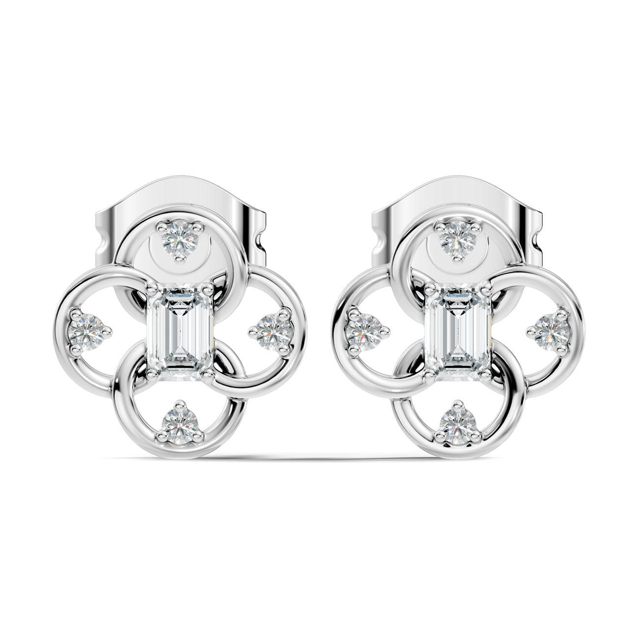 .17 Ct. Emerald Cut Diamond Floral Frame Earrings (GJSER-281)