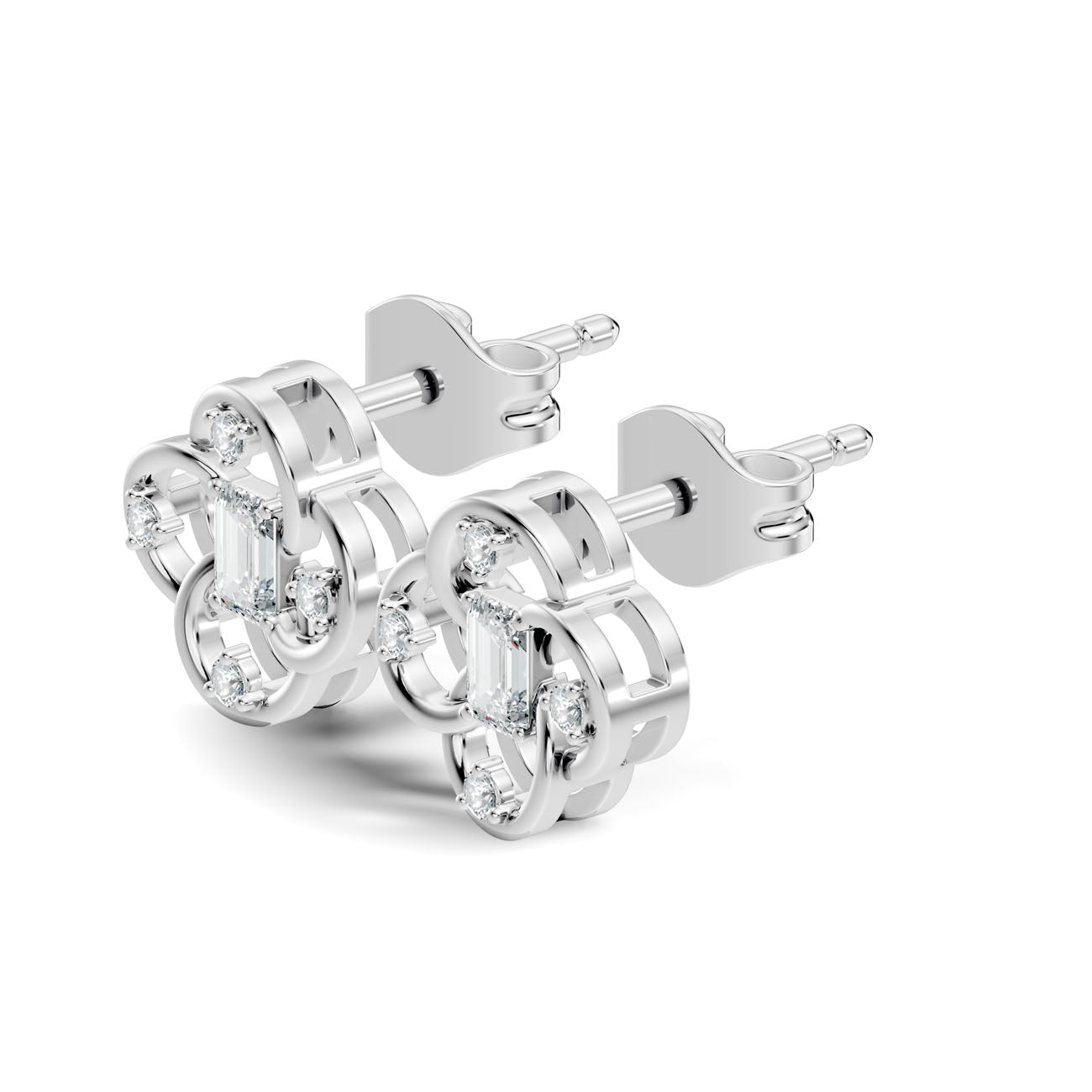 .17 Ct. Emerald Cut Diamond Floral Frame Earrings (GJSER-281) 7