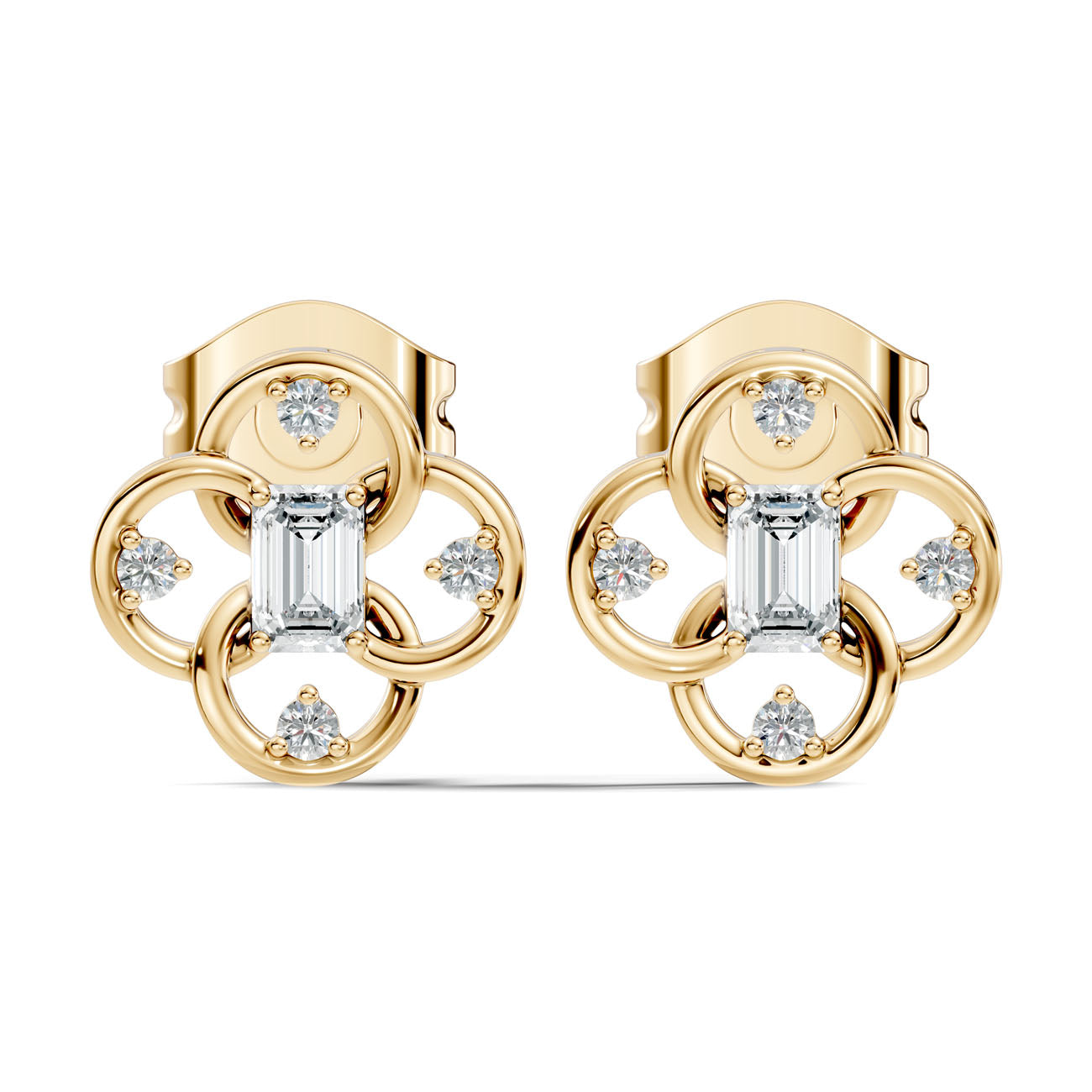.17 Ct. Emerald Cut Diamond Floral Frame Earrings (GJSER-281) 3