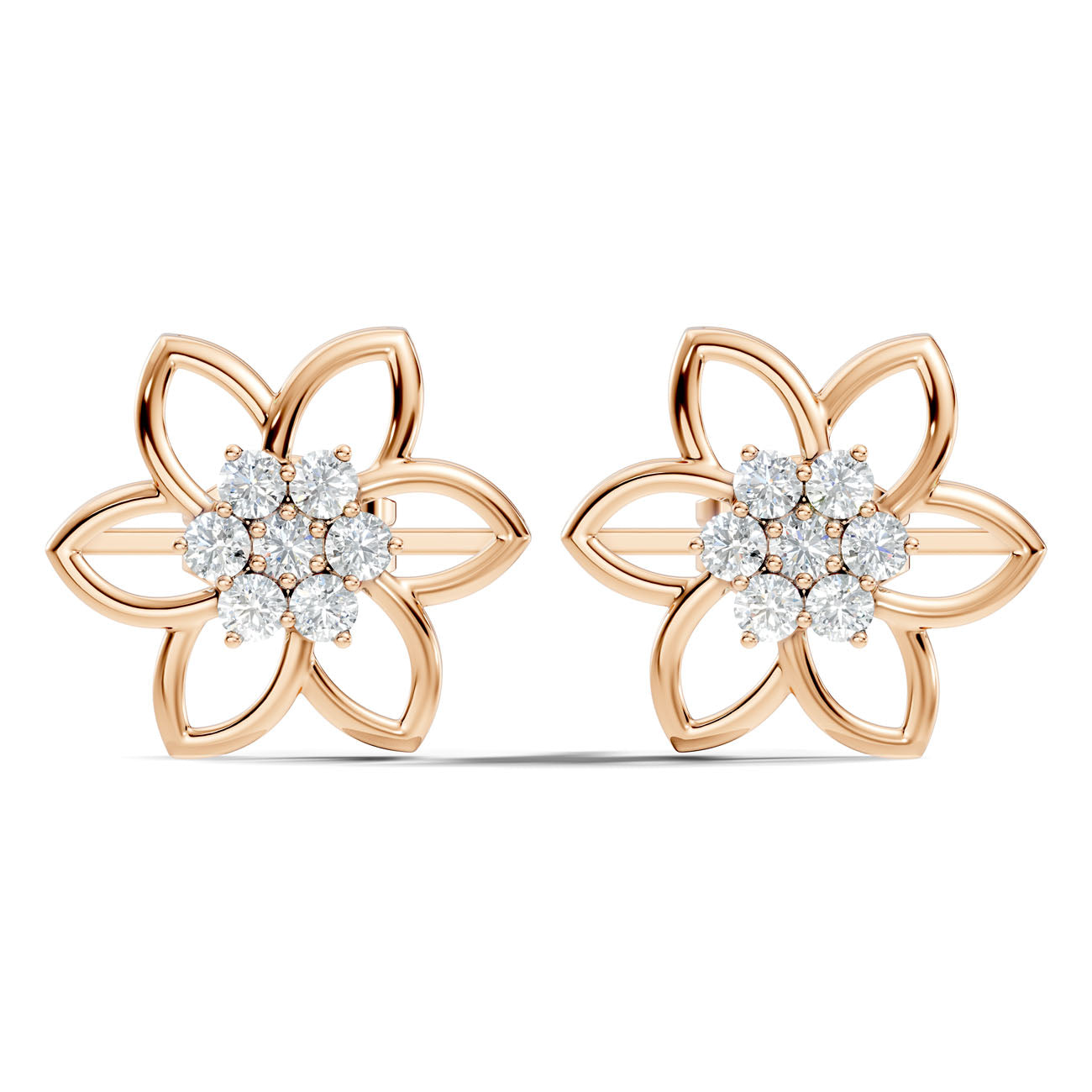 .21 Ct. Round Diamond Floral Cluster Frame Earrings (GJSER-283) 3