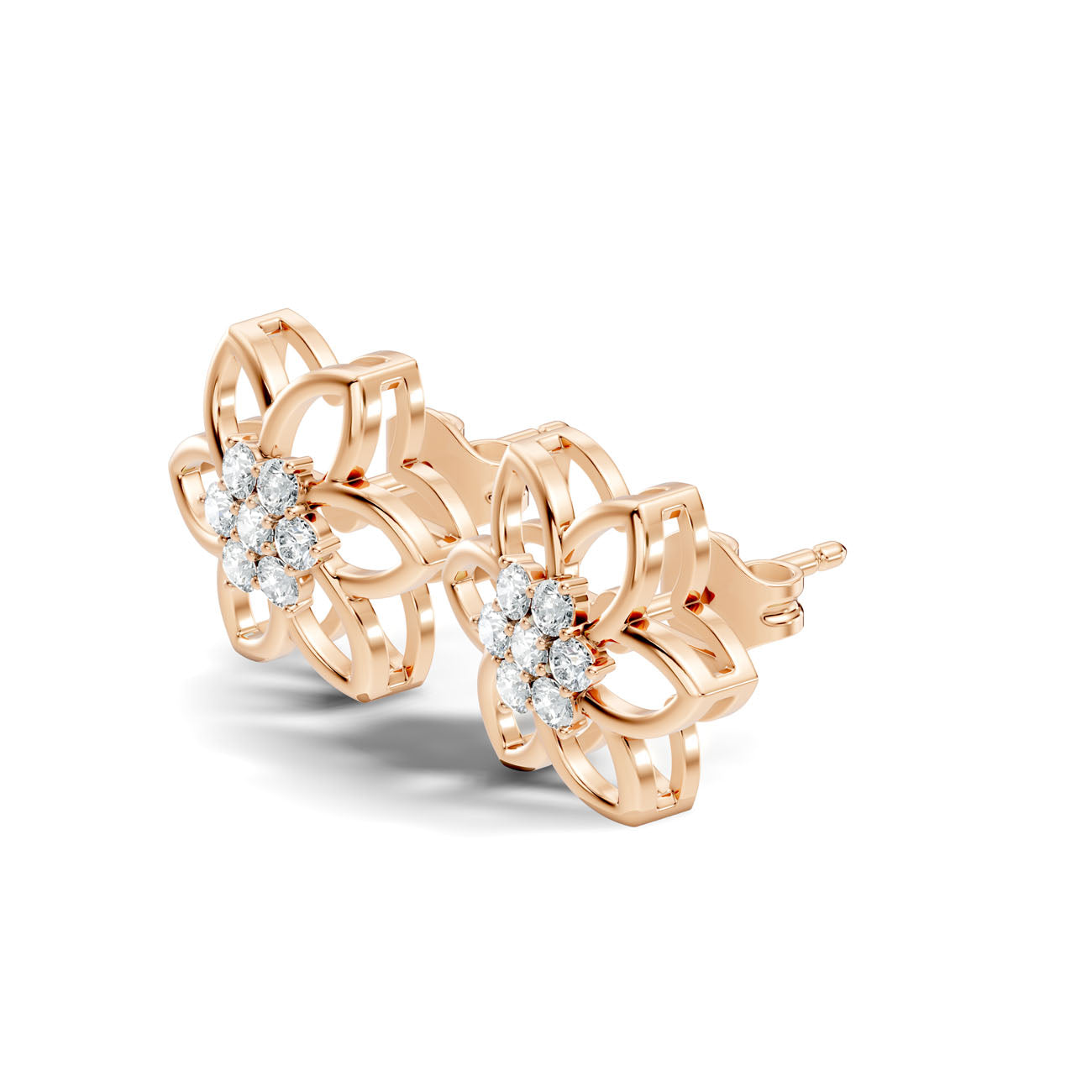 .21 Ct. Round Diamond Floral Cluster Frame Earrings (GJSER-283)