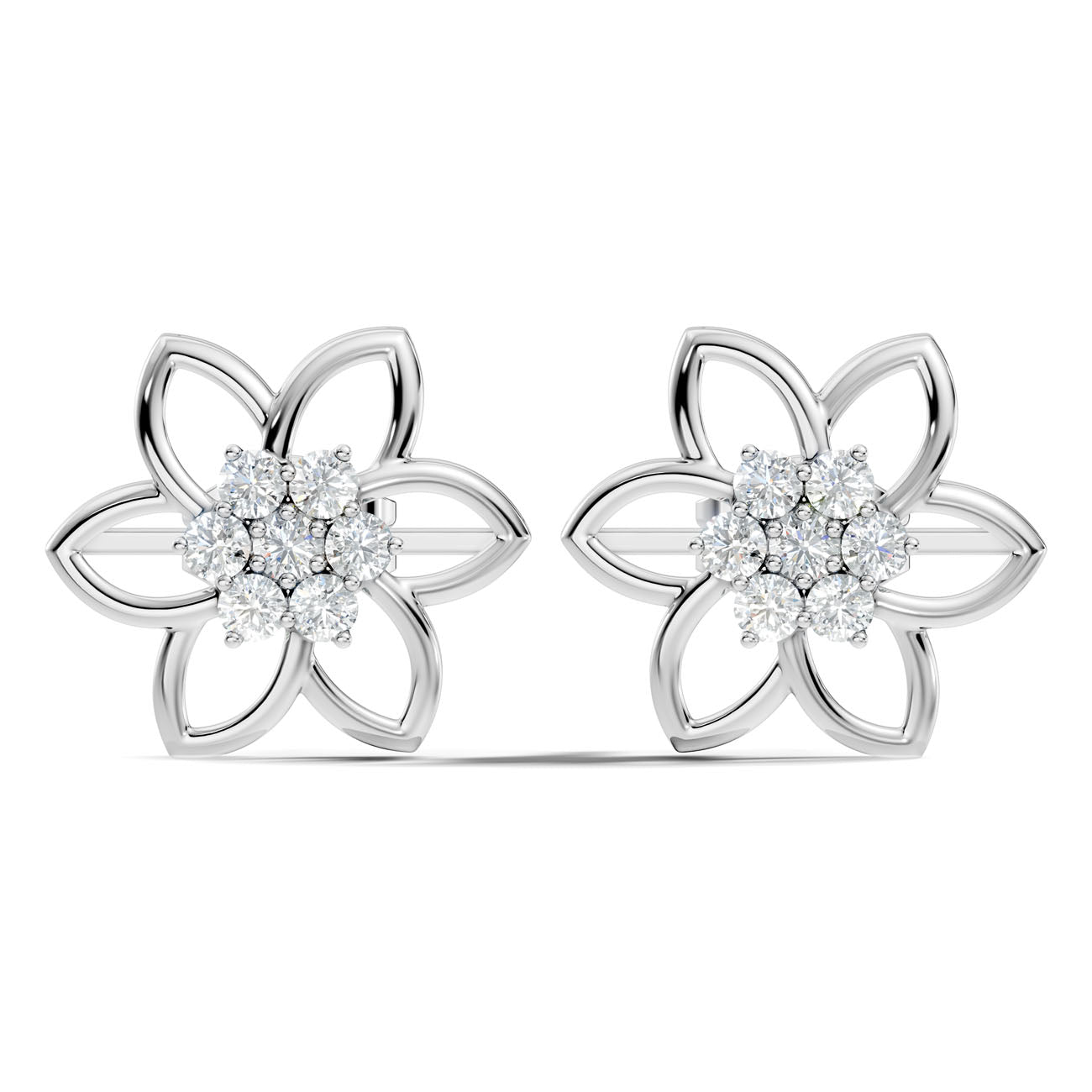 .21 Ct. Round Diamond Floral Cluster Frame Earrings (GJSER-283) 6
