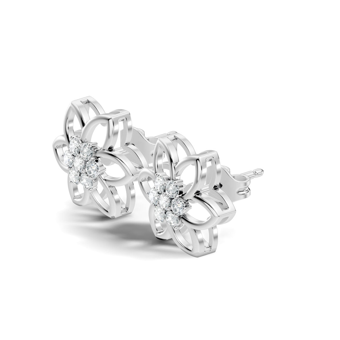 .21 Ct. Round Diamond Floral Cluster Frame Earrings (GJSER-283) 7