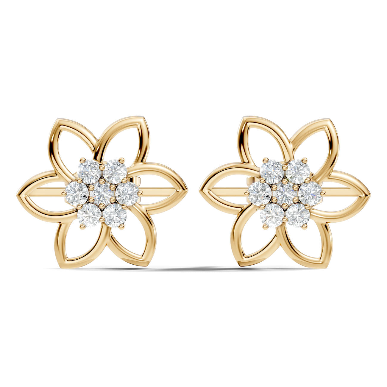 .21 Ct. Round Diamond Floral Cluster Frame Earrings (GJSER-283)