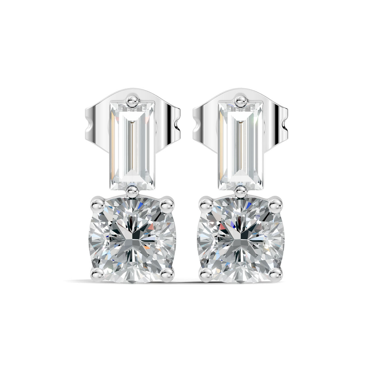 .85 Ct. Baguette and Cushion Diamond Drop Earrings (GJSER-284)