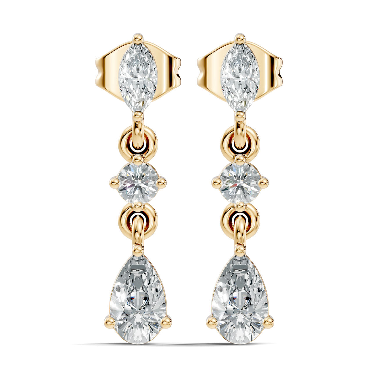 .50 Ct. Marquise, Round, and Pear Diamond Three-Stone Drop Earrings (GJSER-290) 6