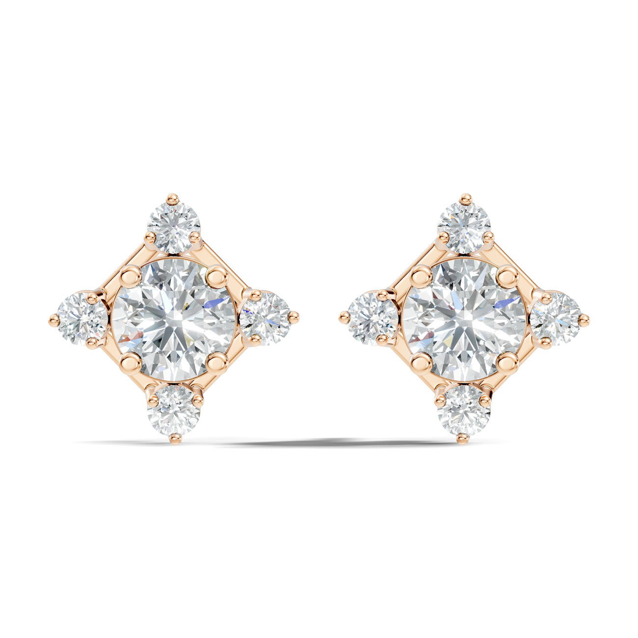 1.30 Ct. Round Diamond Cluster Earrings with Four-Stone Halo (GJSER-45) 7