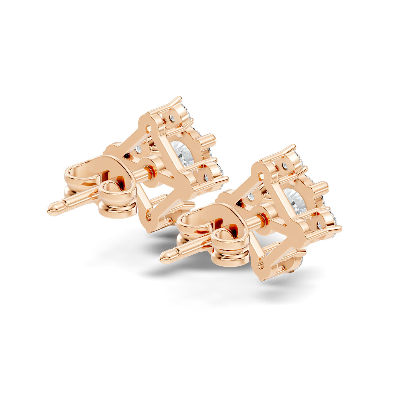 1.30 Ct. Round Diamond Cluster Earrings with Four-Stone Halo (GJSER-45) 9
