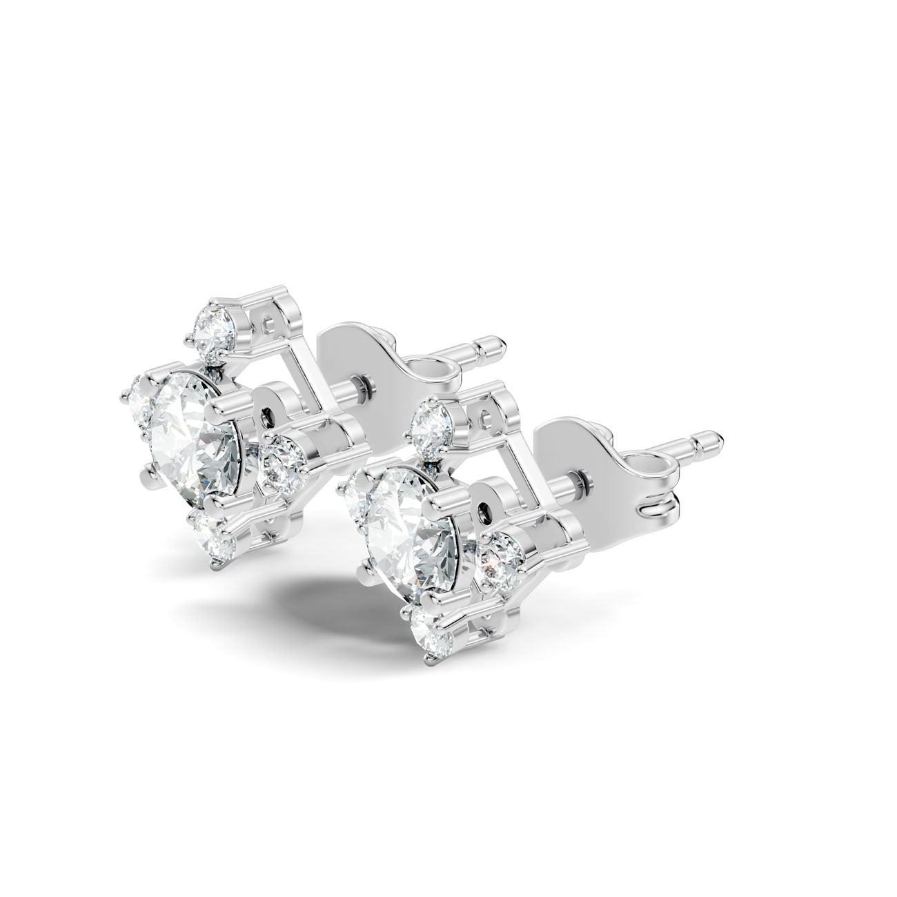 1.30 Ct. Round Diamond Cluster Earrings with Four-Stone Halo (GJSER-45) 10