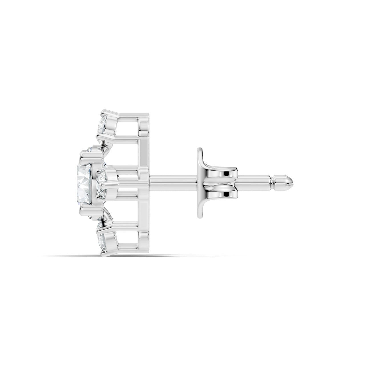 1.30 Ct. Round Diamond Cluster Earrings with Four-Stone Halo (GJSER-45) 11