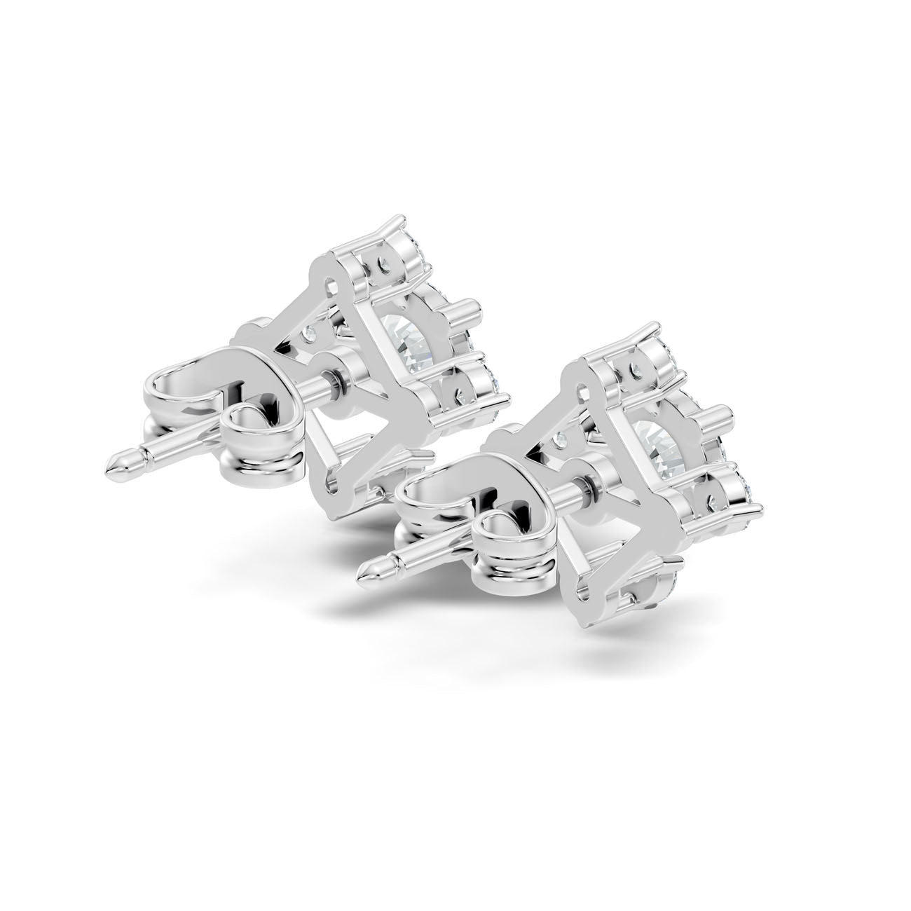 1.30 Ct. Round Diamond Cluster Earrings with Four-Stone Halo (GJSER-45) 12